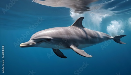 A Dolphin Diving Deep To Explore The Ocean Depths © Namra