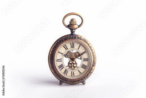 abstract antique pocket watch with wrong roman numbers isolated on white background