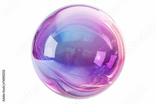 purple glass sphere isolated on white background