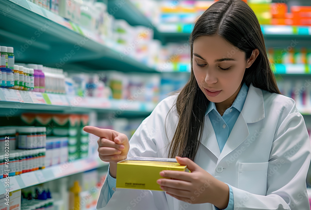 Attentive Pharmacist Evaluating Medication in Stock - Health and Precision Attentive Pharmacist Evaluating Medication in Stock - Health and Precision