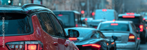 Gridlocked Commute: Cars in a Traffic Jam photo