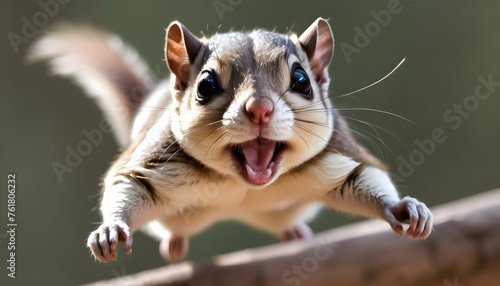 A Flying Squirrel With Its Whiskers Quivering In E photo