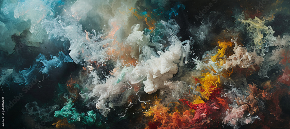 Ethereal Smoke Dance: A Mesmerizing Fusion of Colorful Smoke Plumes Captured in High Resolution