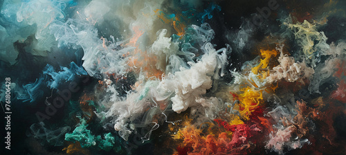 Ethereal Smoke Dance: A Mesmerizing Fusion of Colorful Smoke Plumes Captured in High Resolution