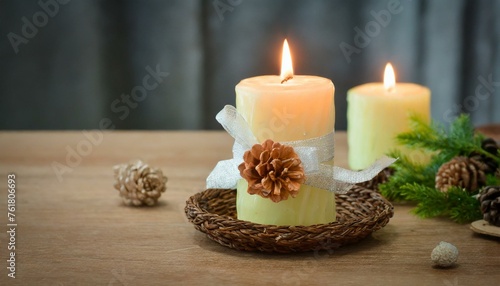 Natural Light: Burning Candle on a Wooden Table”