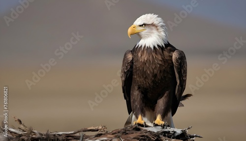 An Eagle With Its Feathers Rustling In The Breeze