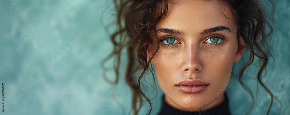 Woman in simple studio with serious expression. Woman in simple studio with serious expression.