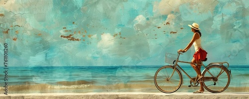 woman on bicycle on promenade