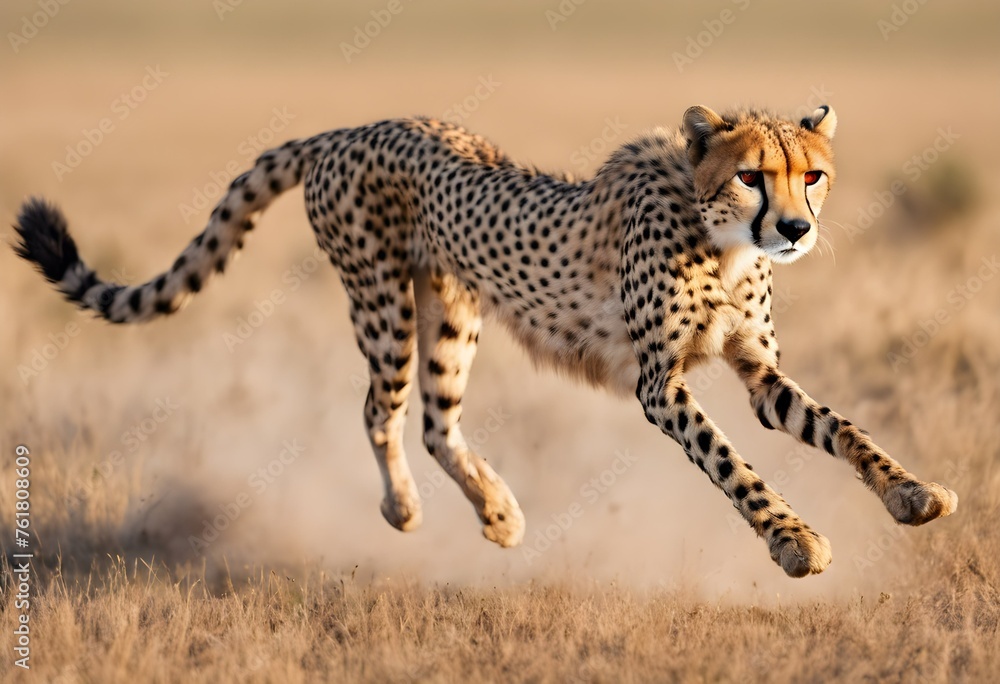 A Cheetah running on the savannah A Cheetah running on the savannah