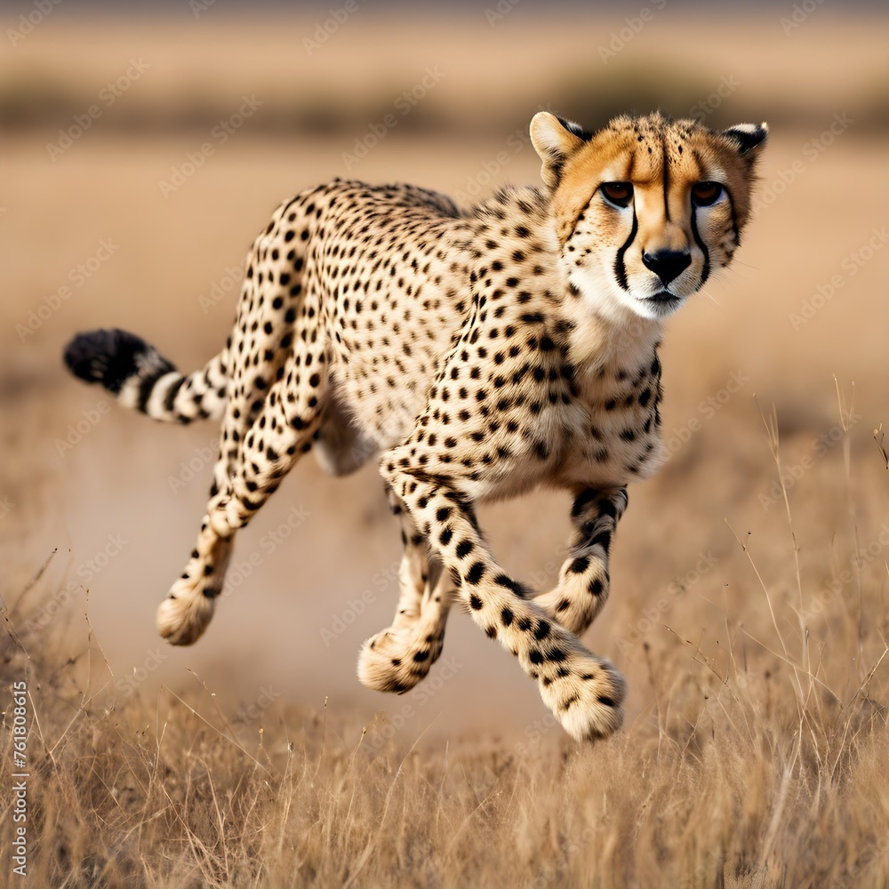 Obraz premium A Cheetah running on the savannah