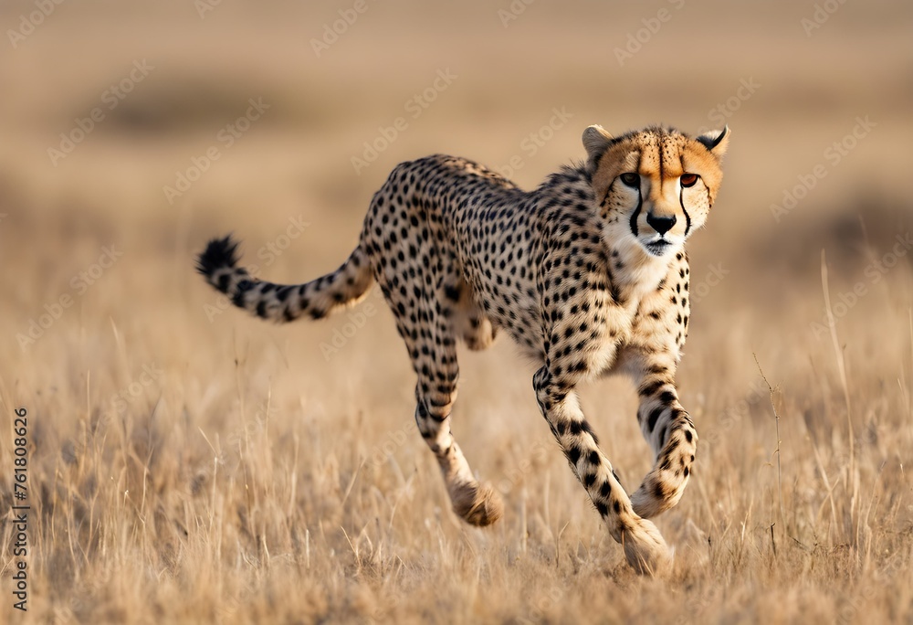 A Cheetah running on the savannah A Cheetah running on the savannah