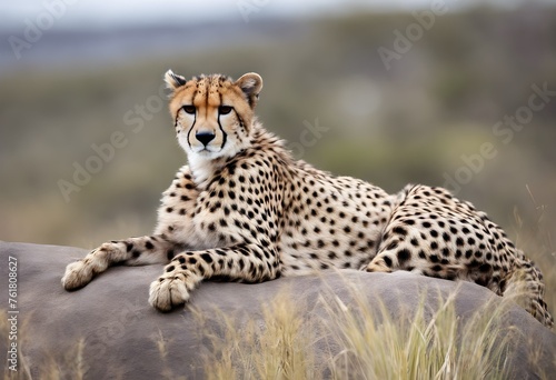 A Cheetah running on the savannah