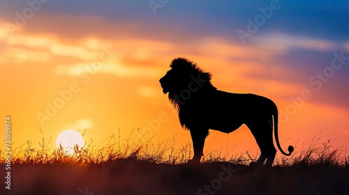 Silhouette style craft of a majestic lion