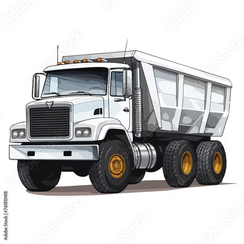 Heavy duty dump truck tipper drawing on white flat