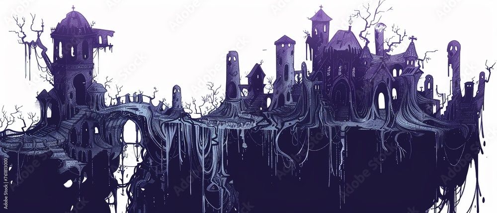 Obraz premium Clients of Sorrow Meetings with entities seeking to encapsulate their sorrow in architecture including shadows fleeing faint light
