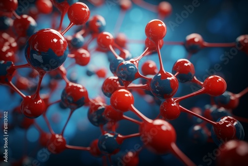 Detailed Molecule 3d art. Chemistry structure health. Generate Ai
