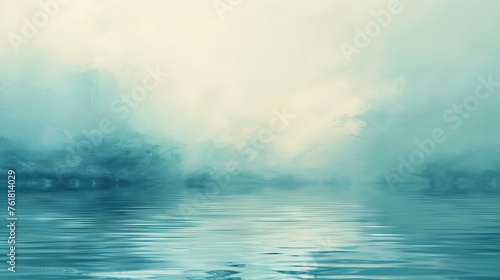 A calming abstract oil painting background with a harmonious blend of soft blues and greens  evoking a tranquil water scene.