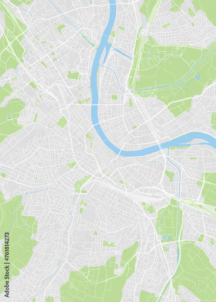 Fototapeta premium City map Basel, color detailed plan, vector illustration