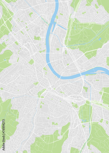 City map Basel, color detailed plan, vector illustration