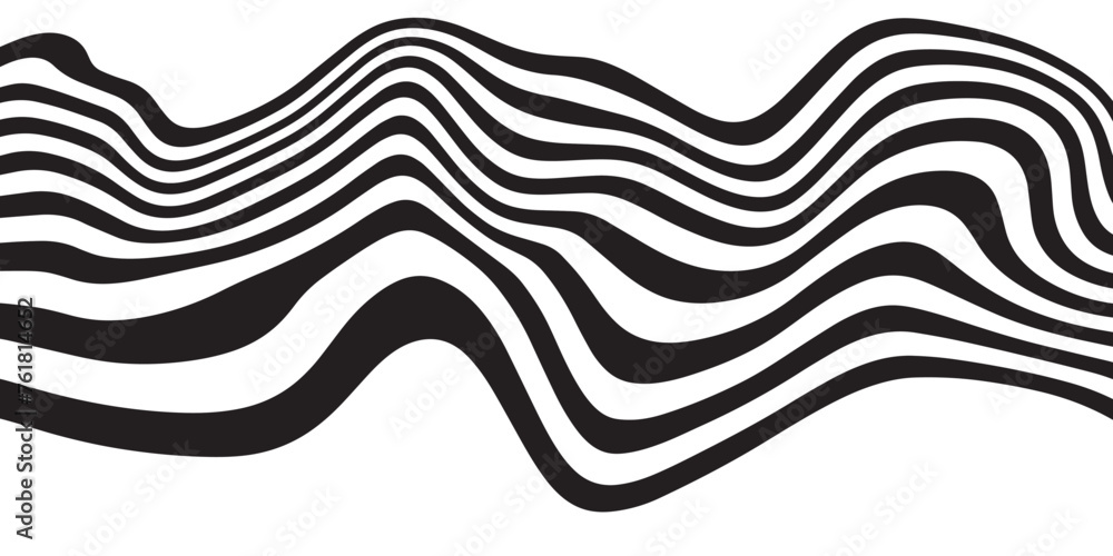 black and white curved line stripe wave abstract background, Psychedelic hippie pattern, trippy acid poster. black and white curved line stripe wave abstract background, Psychedelic hippie pattern, trippy acid poster.