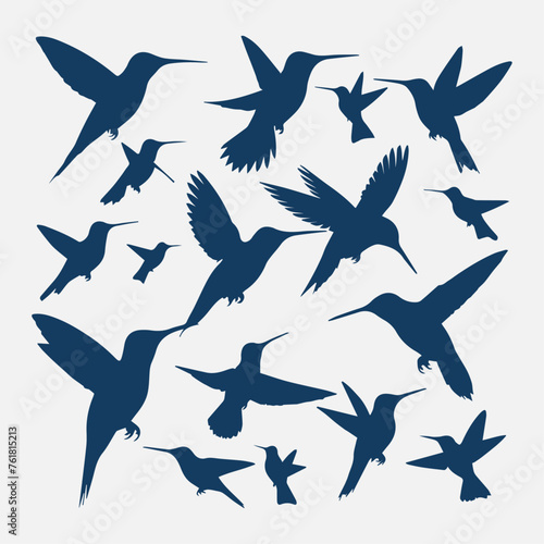 flat design hummingbird silhouette collection