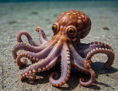 A huge deep-sea octopus. An animal with tentacles. The fauna of the deep sea. Ocean wildlife.