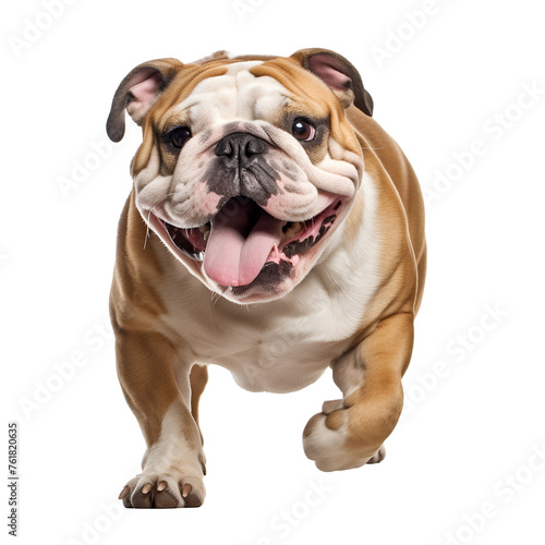 Happy Dog, an English Bulldog, Cute and Running, Captured in a Full Body Picture, Isolated on Transparent Background, PNG