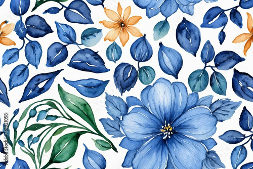 Seamless blue floral pattern - Seamless tile