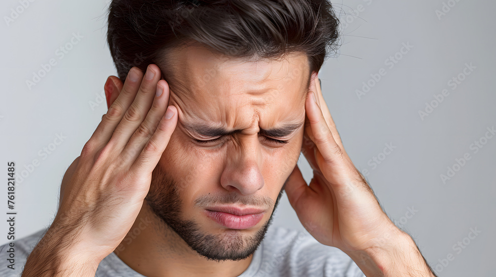 A man suffers due to headache or migraine A man suffers due to headache or migraine