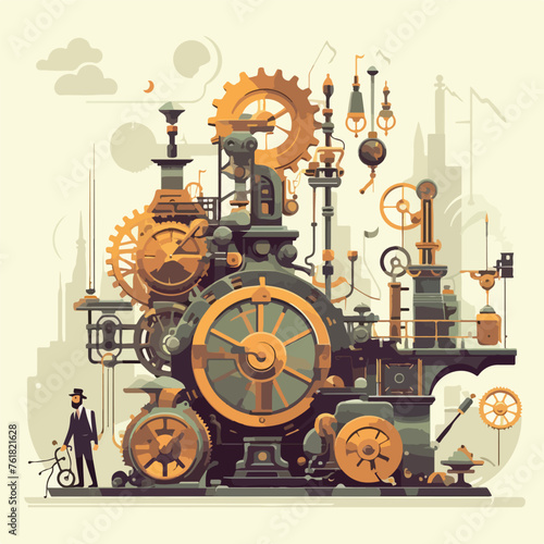 In a steampunk metropolis an inventor seeks redempt © iclute3