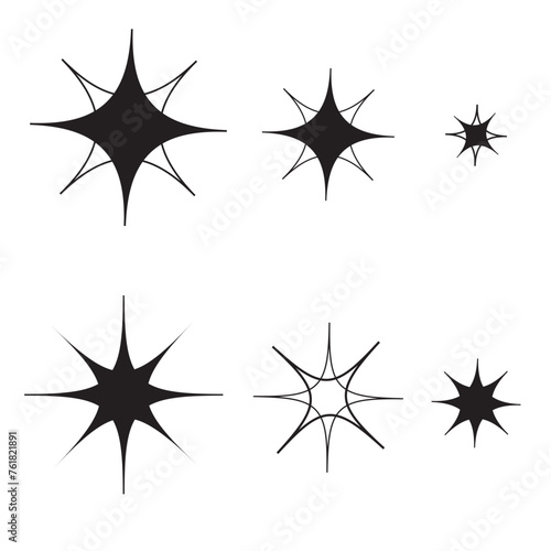 Set of Clean shining icons. Sparkle Sign. Star icons. Twinkling stars. Sparkles  shining burst. sparkle silhouette. Star emojis. Twinkle star shapes vector
