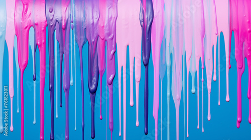 Abstract Fluid Art with Blue and Pink Dripping Paint