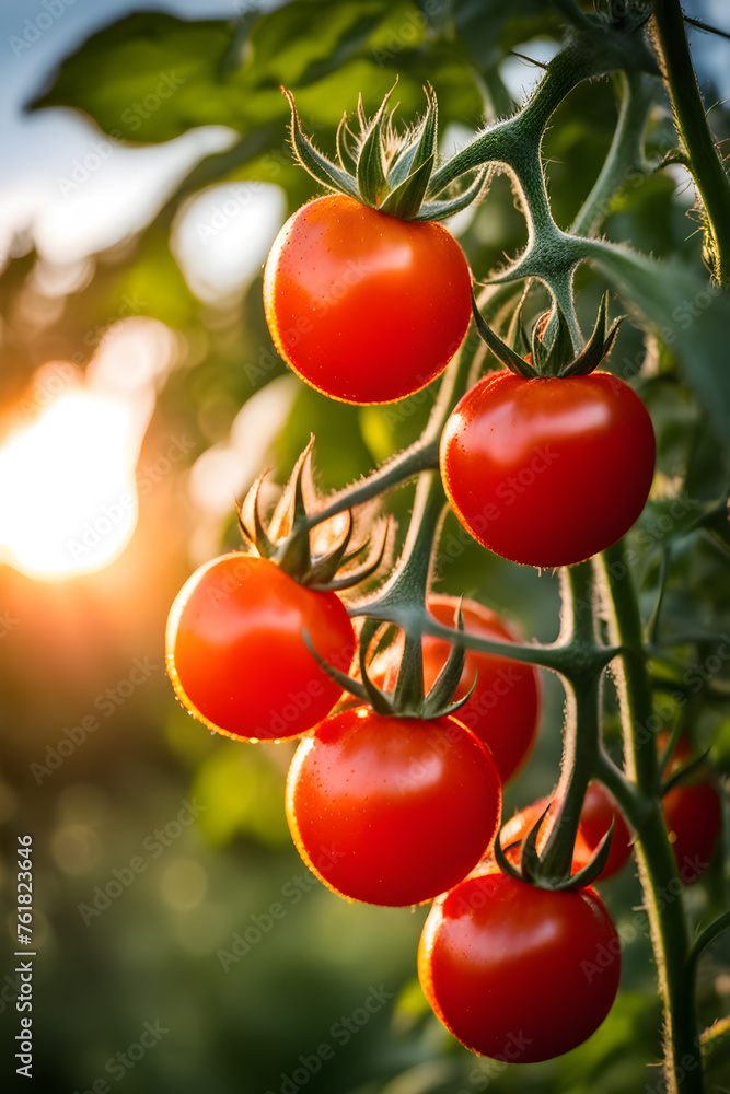 ripening cherry tomatoes in the garden