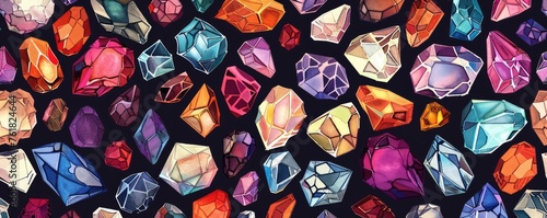 Vibrant digital illustration of a collection of crystals  perfect for design elements or scientific content