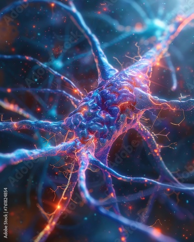 Synaptic connection  brain visualization  digital learning tools  neural pathways  futuristic setting  realistic illustration  backlighting  chromatic aberration