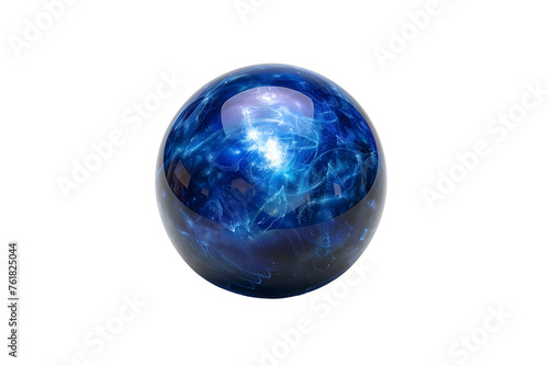 Spherical Blue Gemstone with Cosmic Pattern - Isolated White Transparent Background PNG 