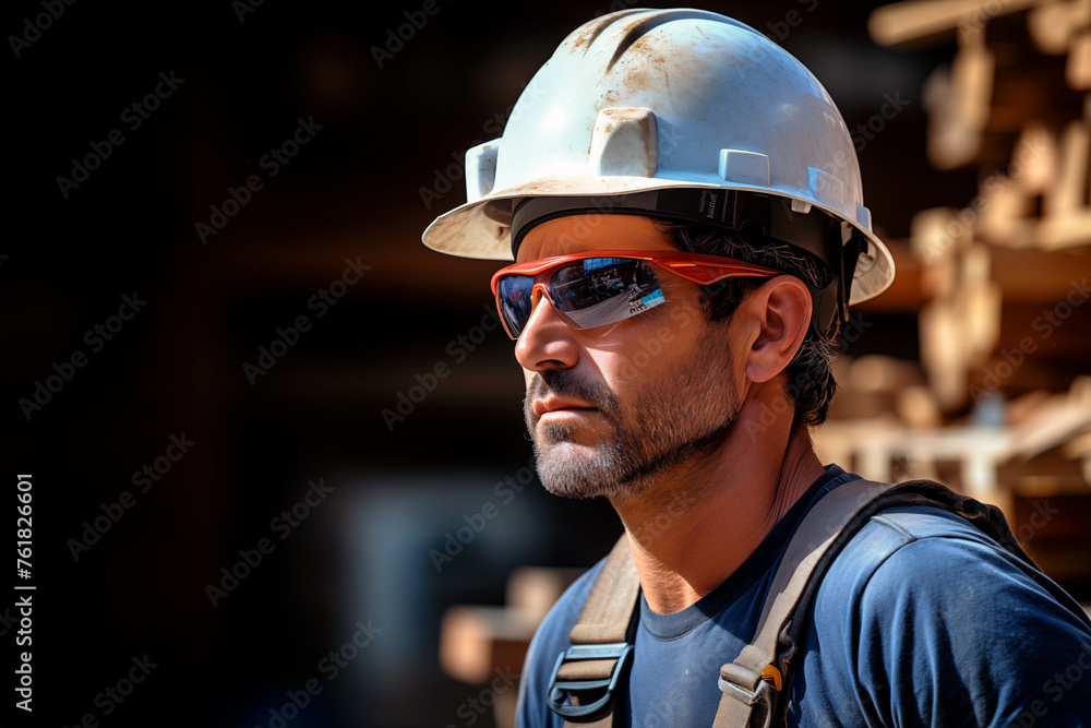 A man wearing a hard hat in a construction site A man wearing a hard hat in a construction site
