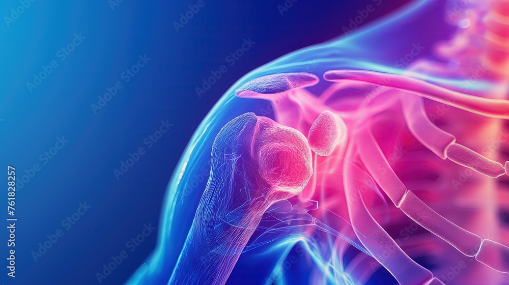 Fototapeta premium 3D illustration that shows red spots on shoulder. pain