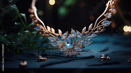 Radiant elegance: an opulent portrayal of luxury embodied in a captivating necklace, exuding sophistication, glamour, and timeless beauty, perfect for discerning tastes and refined occasions photo