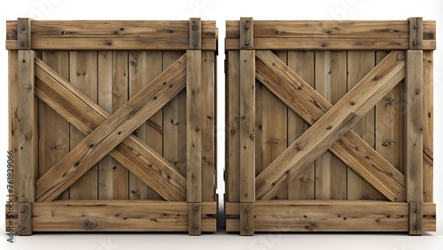 Wooden crate front view, cargo box texture, 3d illustration