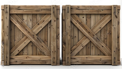 Wooden crate front view, cargo box texture, 3d illustration