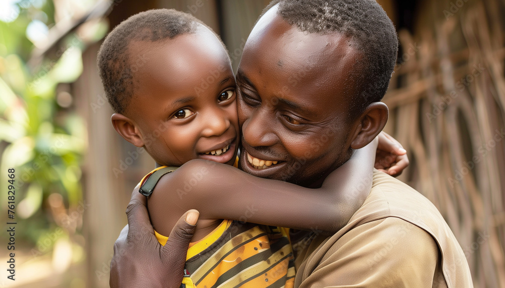 Father and child are happy together. Father and child are happy together.