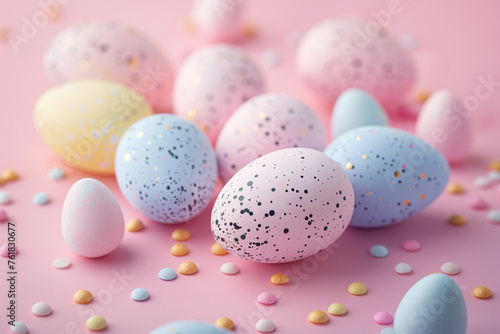 Baby pink and blue Easter eggs