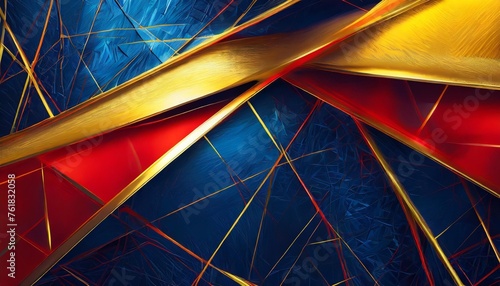 the abstract background of metal texture with empty space in navy blue golden yellow and deep red colors 3d illustration of exuberant
