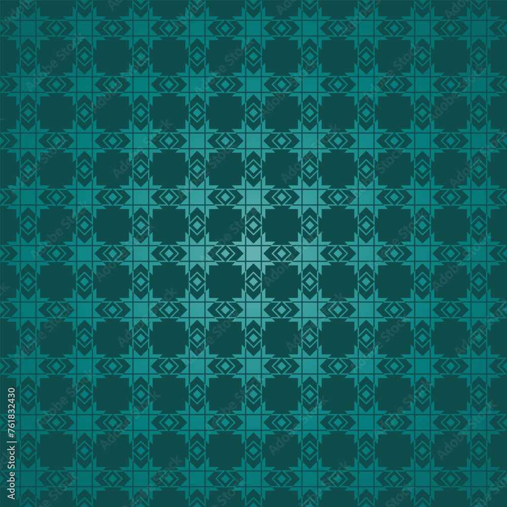 a blue and green abstract geometric pattern on a blue background.