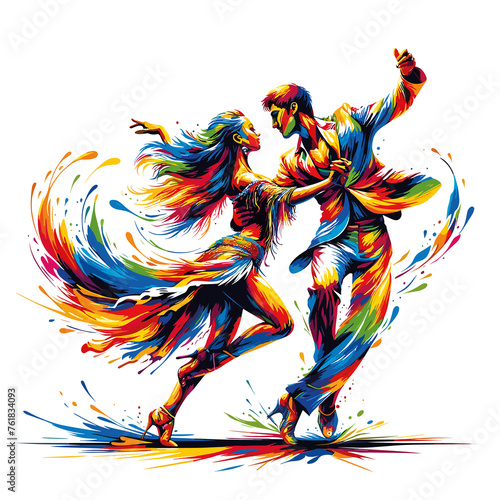 Tanzende Menschen bunter illustrierter flacher vektor. Farbige Illustration von Tänzern	 photo
