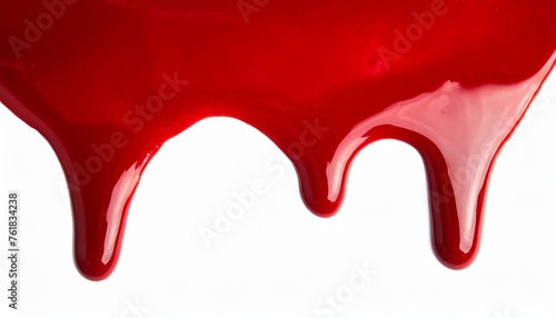 red blood paint dripping on white isoleted photo