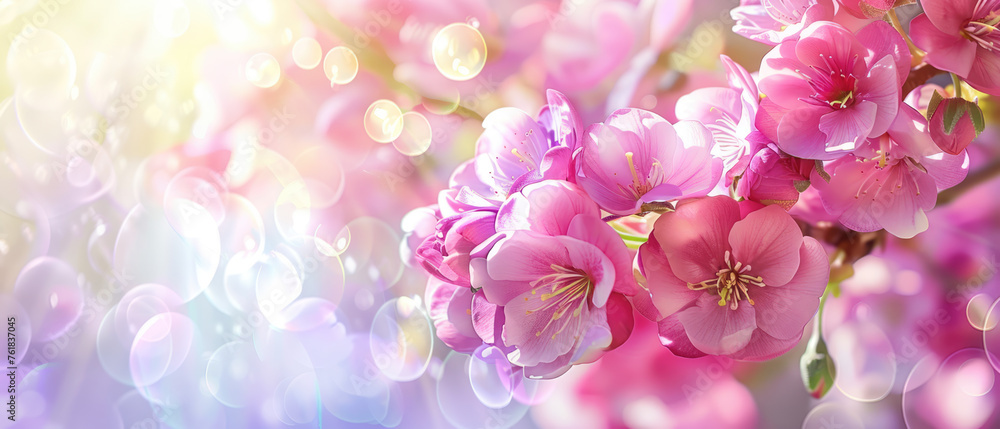 Colorful cherry blossoms with light bokeh Colorful cherry blossoms with light bokeh