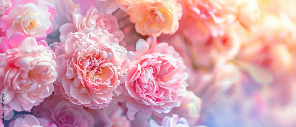 Close-up of beautiful pink peonies in bloom Close-up of beautiful pink peonies in bloom