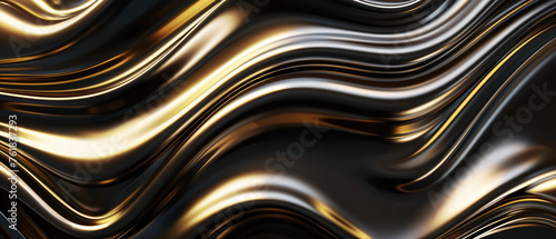 Black and gold wavy abstract art design